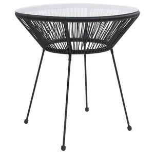 vidaXL 3-Piece Garden Dining Set PVC Rattan Black