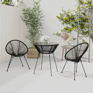 vidaXL 3-Piece Garden Dining Set PVC Rattan Black