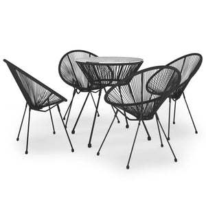 vidaXL 5-Piece Garden Dining Set PVC Rattan Black