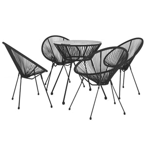 vidaXL 5-Piece Garden Dining Set PVC Rattan Black