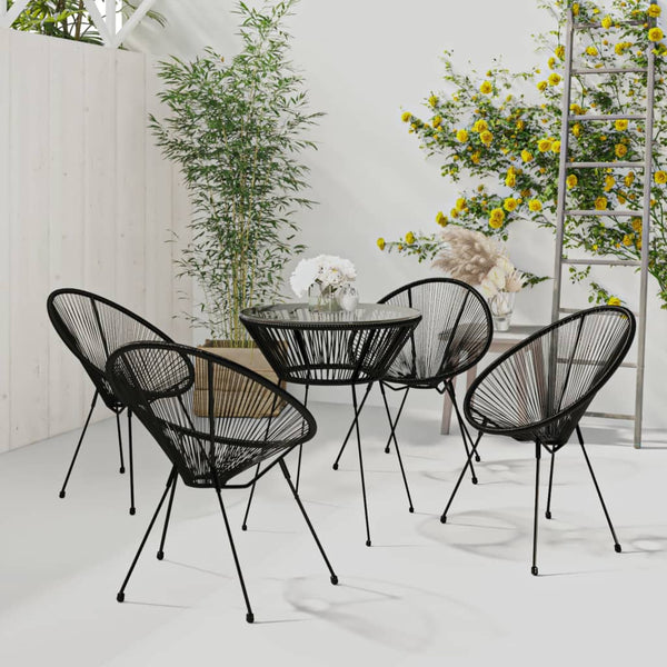 vidaXL 5-Piece Garden Dining Set PVC Rattan Black