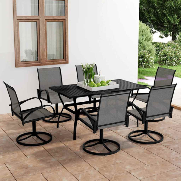 vidaXL 7-Piece Garden Dining Set Textilene and Steel
