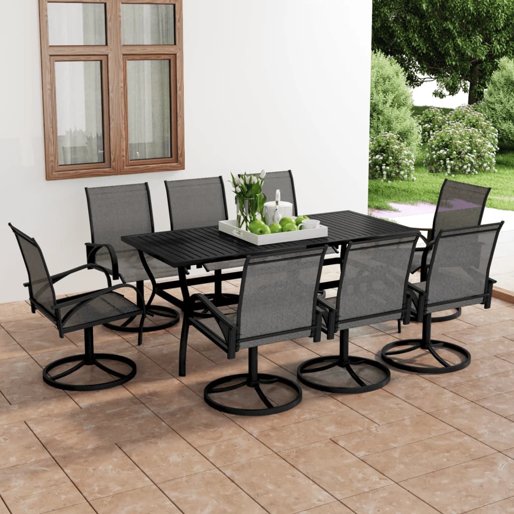 vidaXL 9-piece Outdoor Dining Set Textilene and Steel
