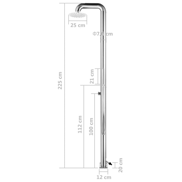 vidaXL Outdoor Shower 225 cm Stainless Steel