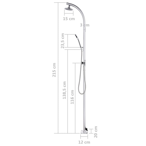 vidaXL Outdoor Shower 215 cm Aluminum