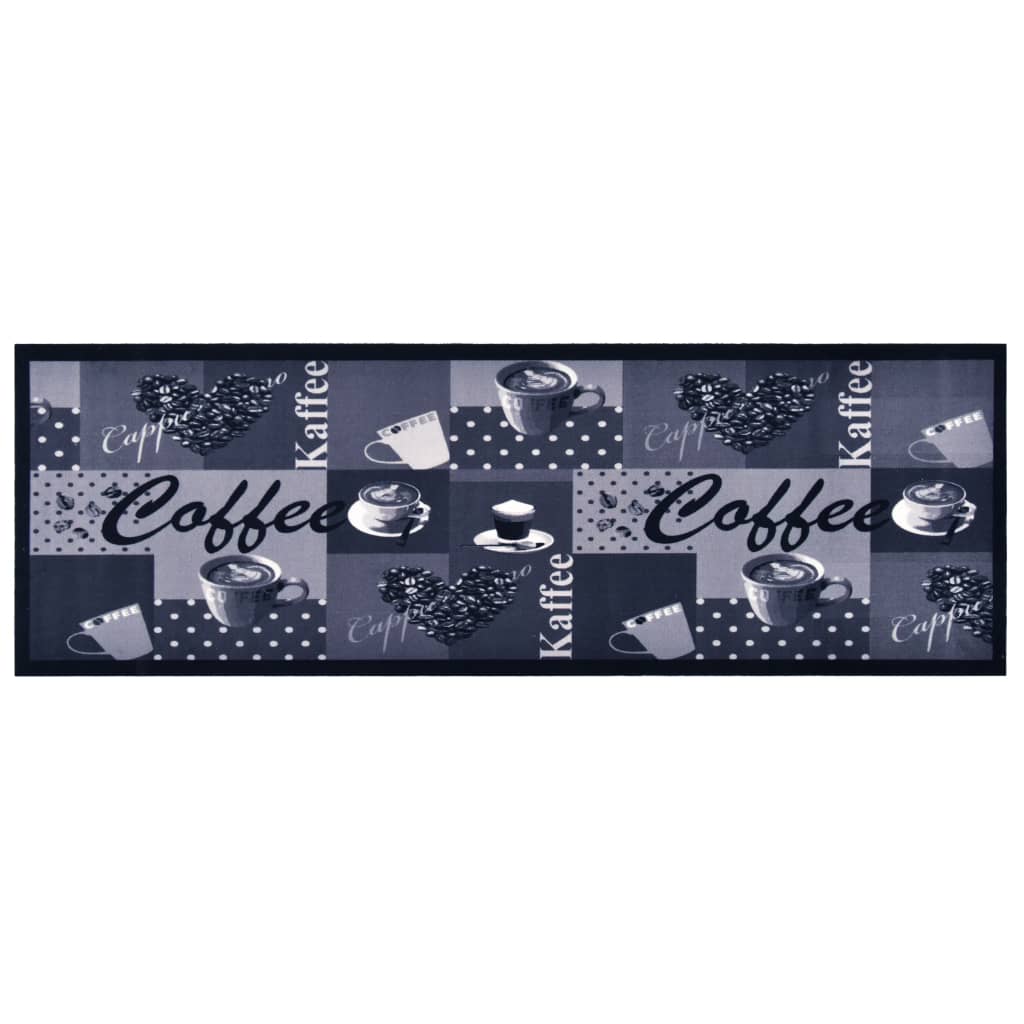 vidaXL Kitchen Floor Mat Washable Coffee Blue 45x150 cm