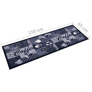 vidaXL Kitchen Floor Mat Washable Coffee Blue 45x150 cm