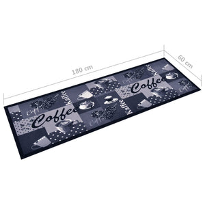 vidaXL Washable Kitchen Runner Coffee Blue 60x180 cm