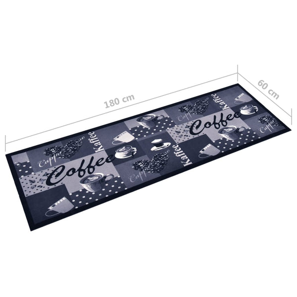 vidaXL Washable Kitchen Runner Coffee Blue 60x180 cm