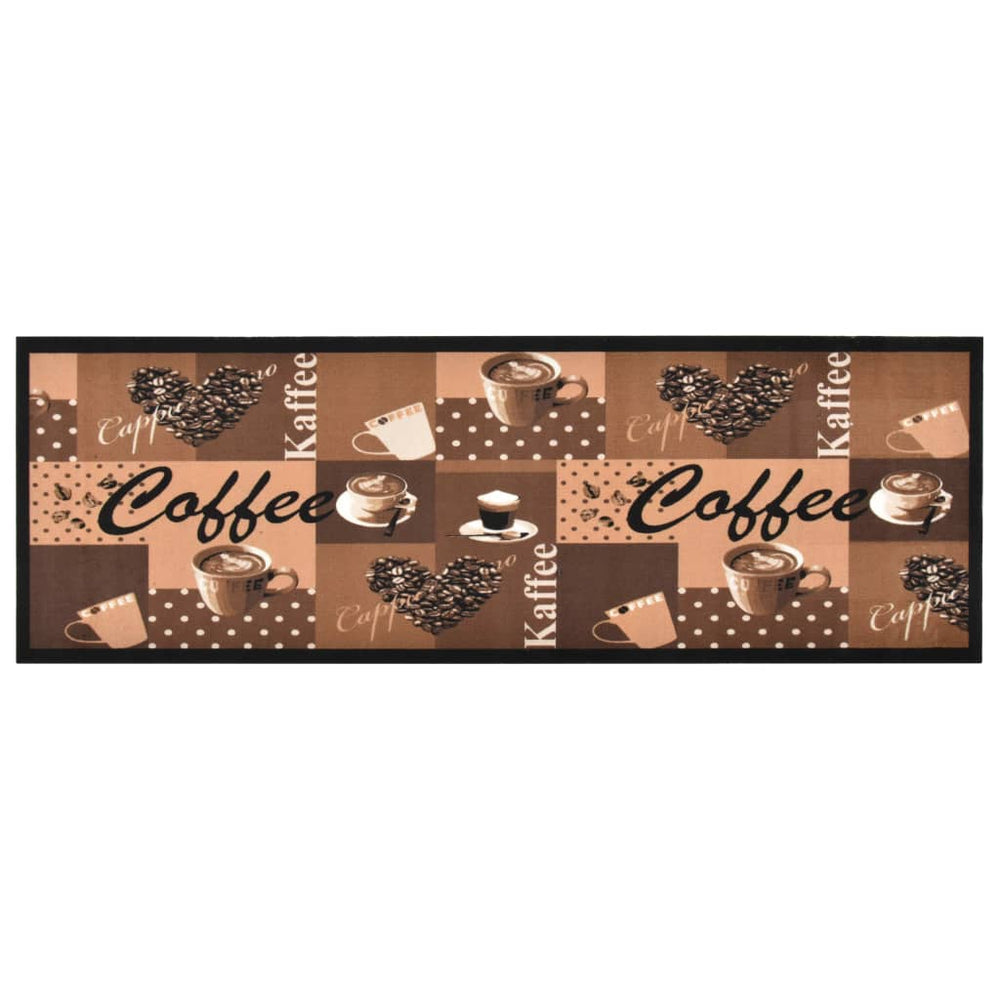 vidaXL Washable Kitchen Rug Coffee Brown 60x180 cm