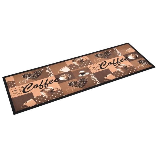 vidaXL Washable Kitchen Rug Coffee Brown 60x180 cm