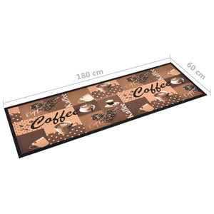 vidaXL Washable Kitchen Rug Coffee Brown 60x180 cm