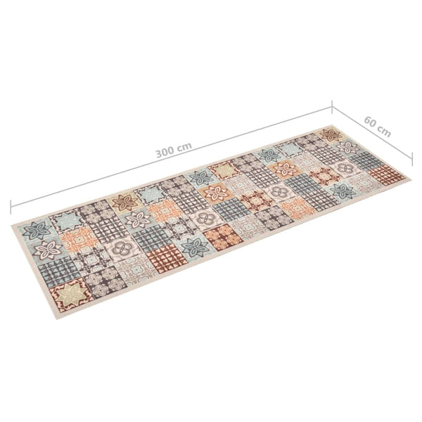 vidaXL Washable Kitchen Runner Mosaic Multicolored 60x300 cm