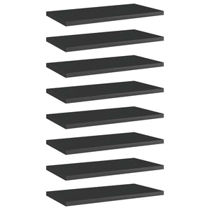 vidaXL Bookshelf Boards 8 pcs High Gloss Black 40x20x1.5 cm