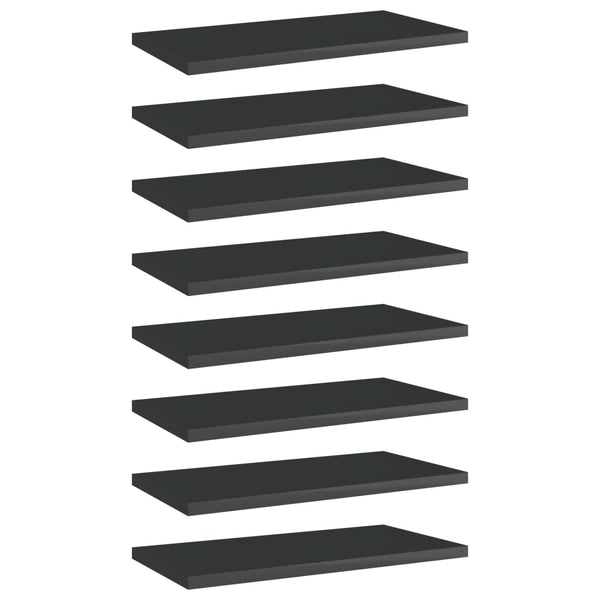 vidaXL Bookshelf Boards 8 pcs High Gloss Black 40x20x1.5 cm