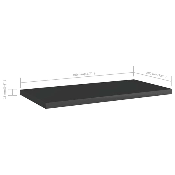 vidaXL Bookshelf Boards 8 pcs High Gloss Black 40x20x1.5 cm