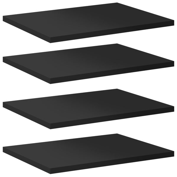 vidaXL Bookshelf Boards 4 pcs High Gloss Black 40x30x1.5 cm