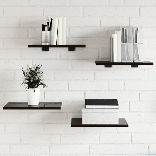 vidaXL Bookshelf Boards 4 pcs High Gloss Black 40x30x1.5 cm