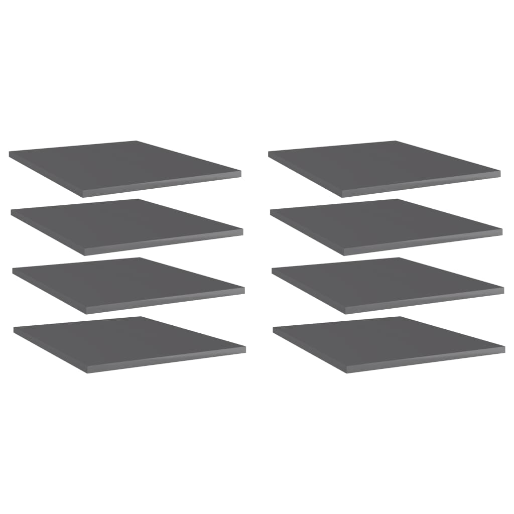 vidaXL Bookshelf Boards 8 pcs. High Gloss Grey 40x50x1.5 cm