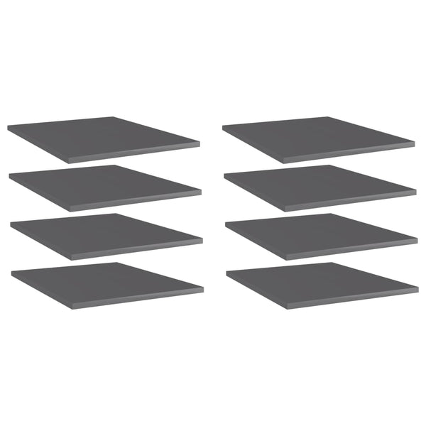 vidaXL Bookshelf Boards 8 pcs. High Gloss Grey 40x50x1.5 cm