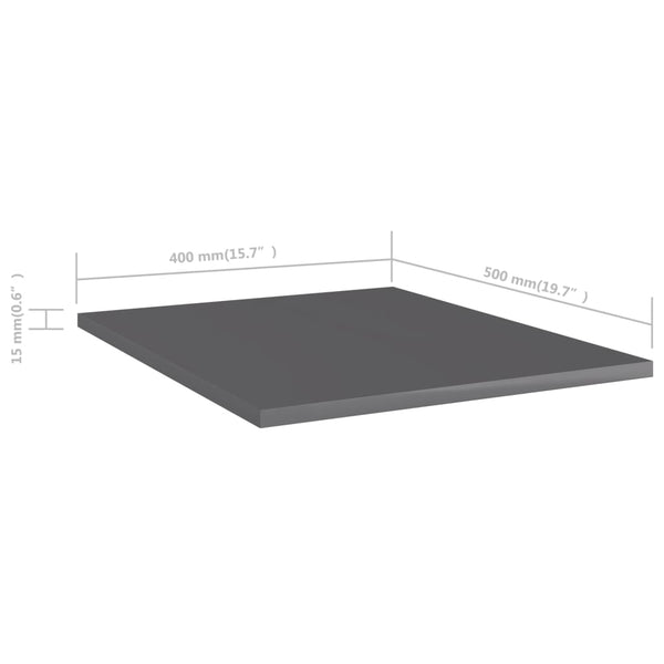 vidaXL Bookshelf Boards 8 pcs. High Gloss Grey 40x50x1.5 cm