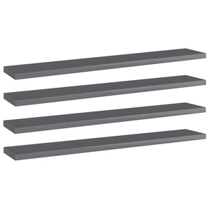 vidaXL Bookshelf Boards 4 pcs High Gloss Grey 60x10x1.5 cm