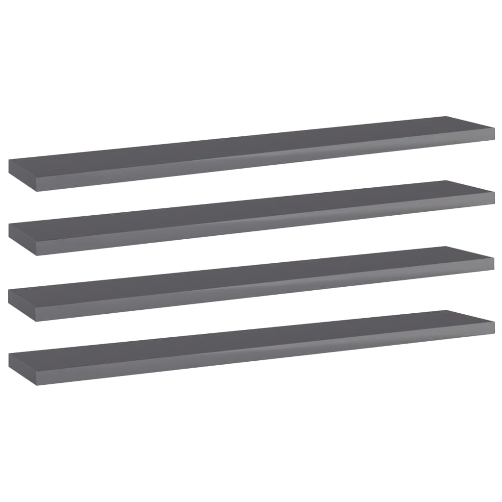 vidaXL Bookshelf Boards 4 pcs High Gloss Grey 60x10x1.5 cm