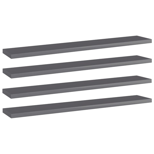 vidaXL Bookshelf Boards 4 pcs High Gloss Grey 60x10x1.5 cm