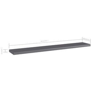 vidaXL Bookshelf Boards 4 pcs High Gloss Grey 60x10x1.5 cm