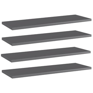 vidaXL Bookshelf Boards 4 pcs High Gloss Grey 60x20x1.5 cm