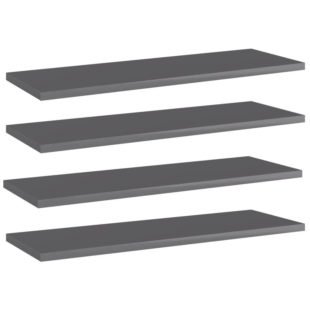 vidaXL Bookshelf Boards 4 pcs High Gloss Grey 60x20x1.5 cm