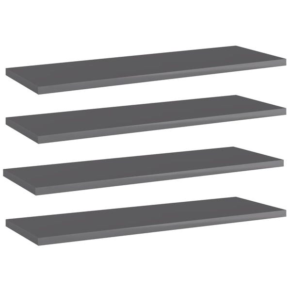 vidaXL Bookshelf Boards 4 pcs High Gloss Grey 60x20x1.5 cm