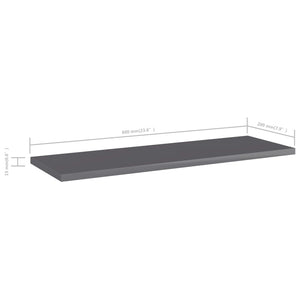 vidaXL Bookshelf Boards 4 pcs High Gloss Grey 60x20x1.5 cm