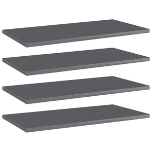 vidaXL Bookshelf Boards 4 pcs High Gloss Grey 60x30x1.5 cm
