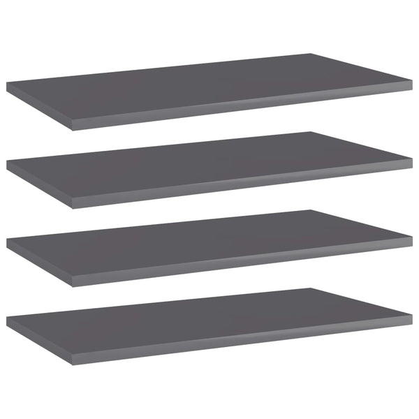 vidaXL Bookshelf Boards 4 pcs High Gloss Grey 60x30x1.5 cm