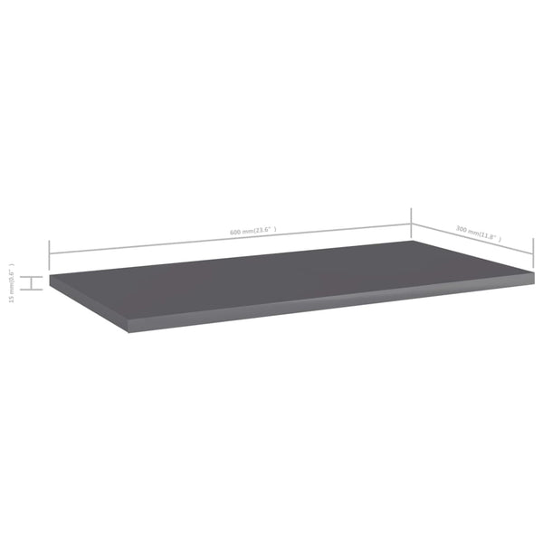 vidaXL Bookshelf Boards 4 pcs High Gloss Grey 60x30x1.5 cm
