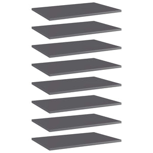 vidaXL Bookshelf Boards 8 pcs. High Gloss Grey 60x40x1.5 cm