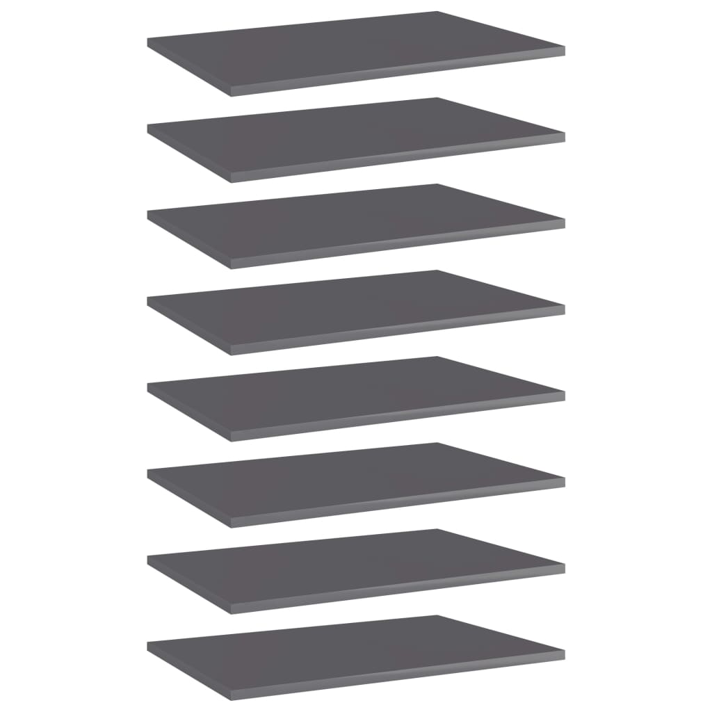 vidaXL Bookshelf Boards 8 pcs. High Gloss Grey 60x40x1.5 cm