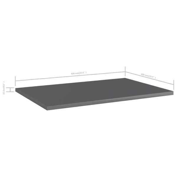vidaXL Bookshelf Boards 8 pcs. High Gloss Grey 60x40x1.5 cm