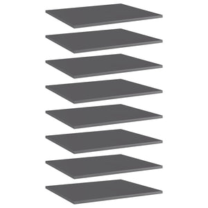 vidaXL Bookshelf Boards 8 pcs. High Gloss Grey 60x50x1.5 cm