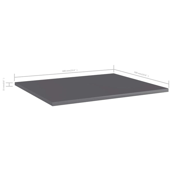 vidaXL Bookshelf Boards 8 pcs. High Gloss Grey 60x50x1.5 cm