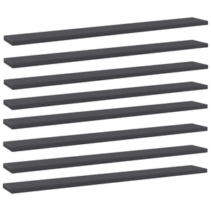 vidaXL Bookshelf Boards 8 pcs Gray 80x10x1.5 cm Engineered Wood