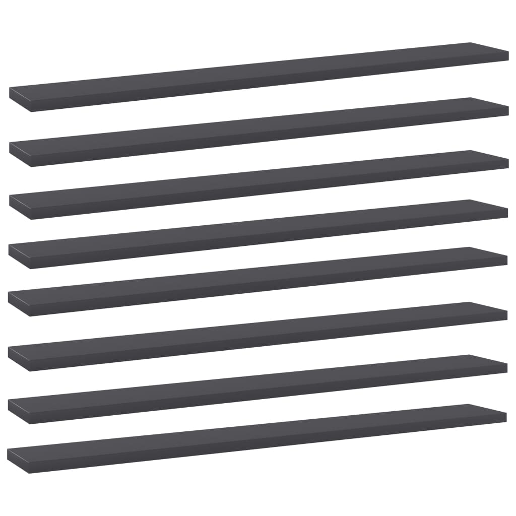 vidaXL Bookshelf Boards 8 pcs Gray 80x10x1.5 cm Engineered Wood