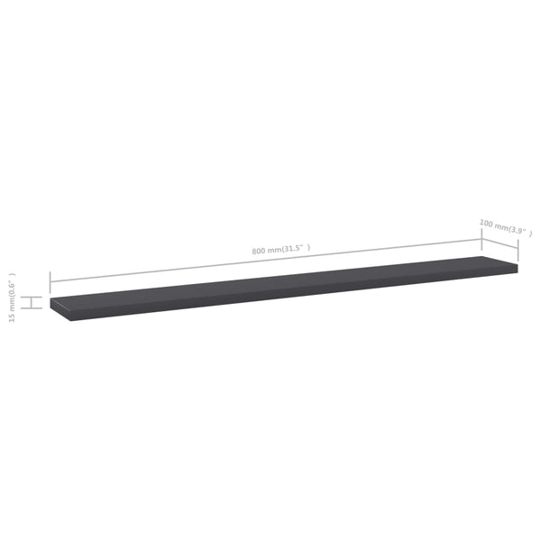 vidaXL Bookshelf Boards 8 pcs Gray 80x10x1.5 cm Engineered Wood