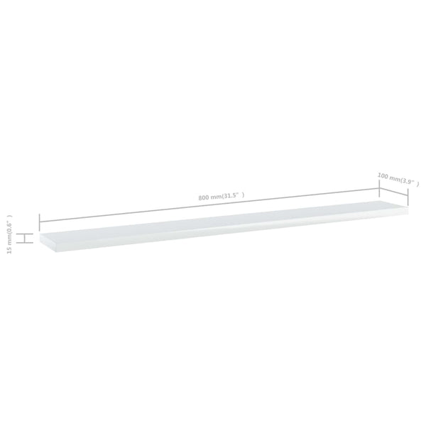 vidaXL Bookshelf Boards 4 pcs. High Gloss White 80x10x1.5 cm