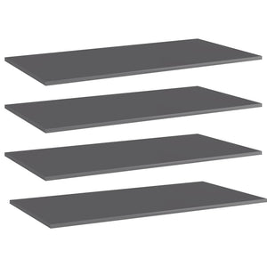 vidaXL Bookshelf Boards 4 pcs High Gloss Grey 80x20x1.5 cm