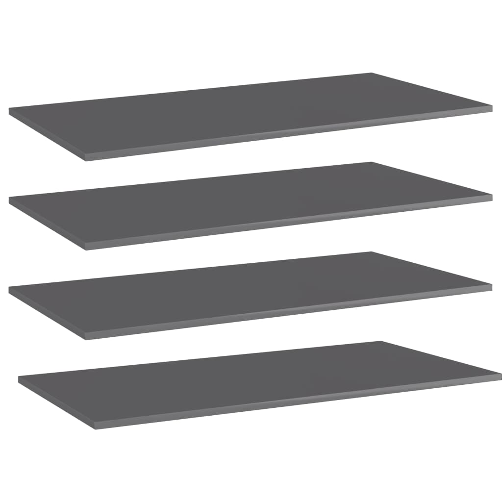 vidaXL Bookshelf Boards 4 pcs High Gloss Grey 80x20x1.5 cm