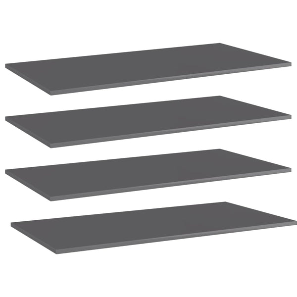 vidaXL Bookshelf Boards 4 pcs High Gloss Grey 80x20x1.5 cm