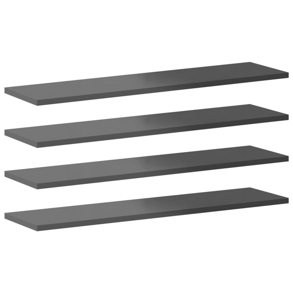 vidaXL Bookshelf Boards 8 pcs High Gloss Grey 80x20x1.5 cm