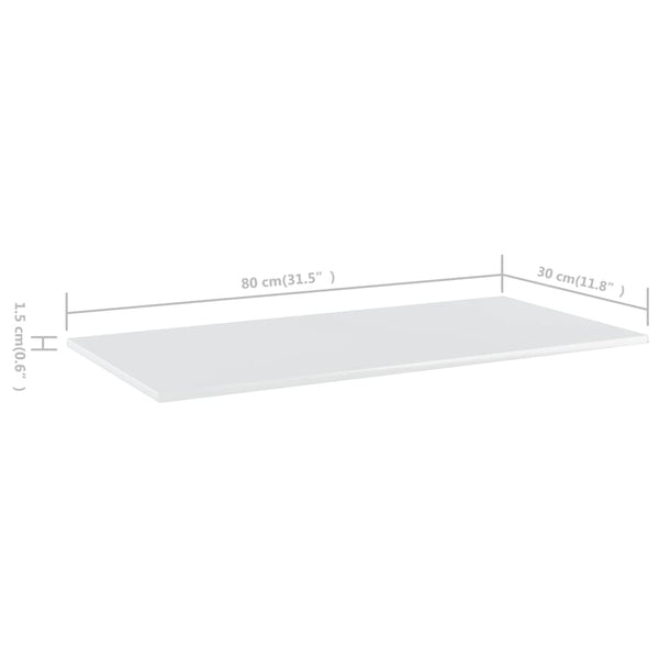 vidaXL Bookshelf Boards 4 pcs High Gloss White 80x30x1.5 cm